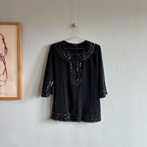 bcbg maxazria silk embellished top